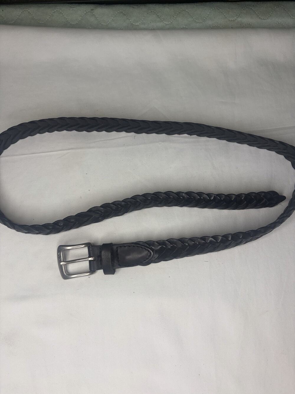 1998 Ralph Lauren Black Braided Leather Belt Sz 40 Solid Brass Old New Stock